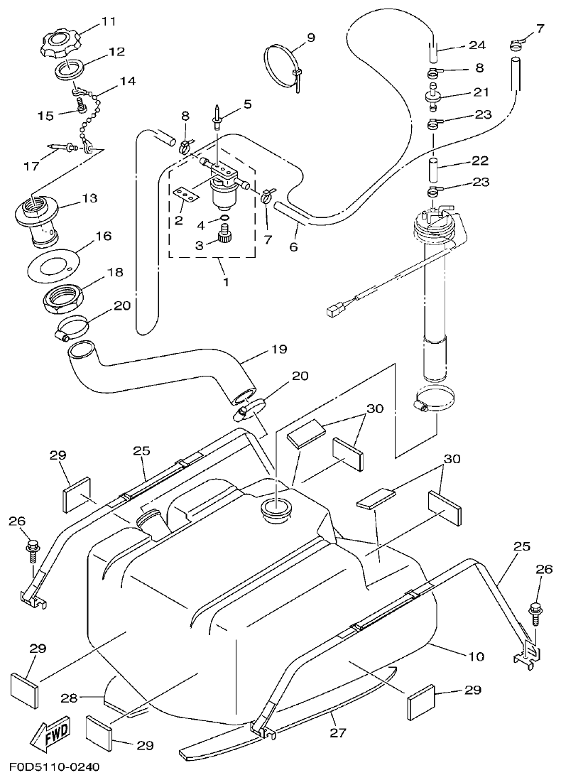 Yamaha XLT800(2003) FUEL TANK parts diagram
